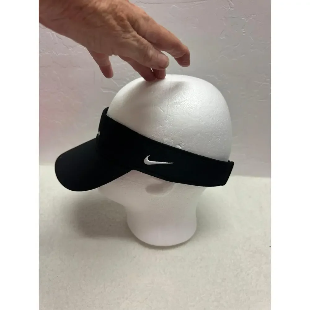 Nike Black Embroidered Adjustable Ace‎ Visor Unisex Golf Cap Medium Large
